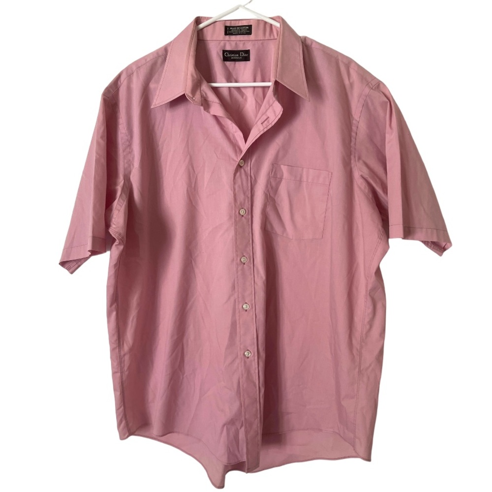 Vintage Christian Dior Monsieur‎ pink Short Sleeve Button Shirt